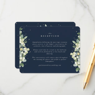 Dark Navy Snowberry+Eucalyptus Edged Reception Enclosure Card