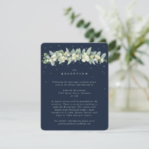 Dark Navy Snowberry+Eucalyptus Garland Reception Enclosure Card