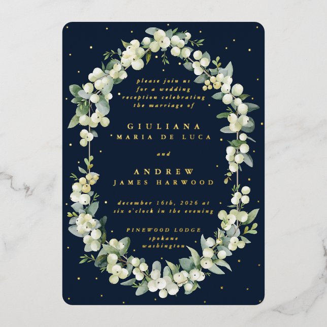 Dark Navy Snowberry+Eucalyptus Reception Only  (Front)