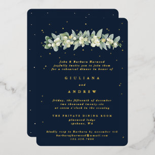 Dark Navy Snowberry+Eucalyptus Wedding Rehearsal