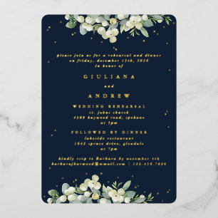 Dark Navy Snowberry+Eucalyptus Wedding Rehearsal