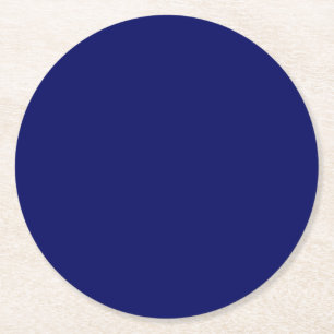 Dark Navy Solid Colour Round Paper Coaster