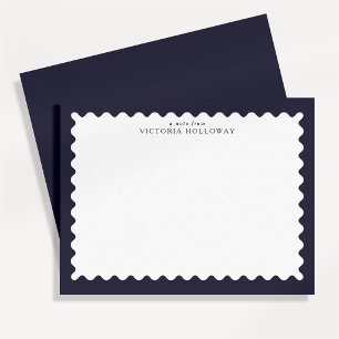 Dark Navy Stamp-Inspired Border Note Card