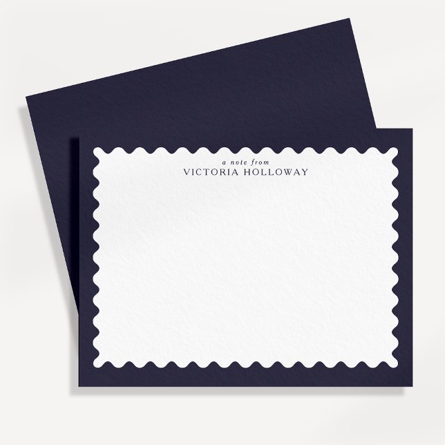 Dark Navy Stamp-Inspired Border Note Card (Creator Uploaded)