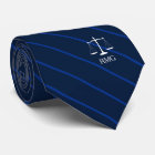 Dark Navy Striped Custom Initials Lawyer