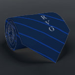 Dark Navy Stripes Custom Initials Medical Tie<br><div class="desc">Elegant navy striped medical caduceus custom initial tie.</div>