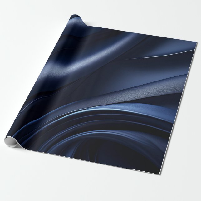 Dark Navy Wavy Pattern Wrapping Papper Paper (Unrolled)