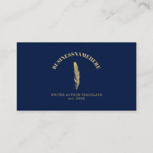 Dark Navy Writer Mobile Notary Gold QR Code Business Card