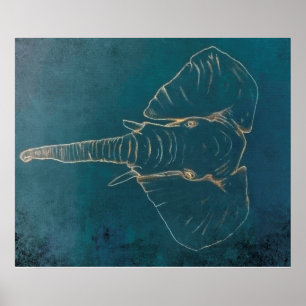 Dark Neon Elephant Poster