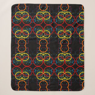 Dark Neon Geometric Floral Fleece Blanket