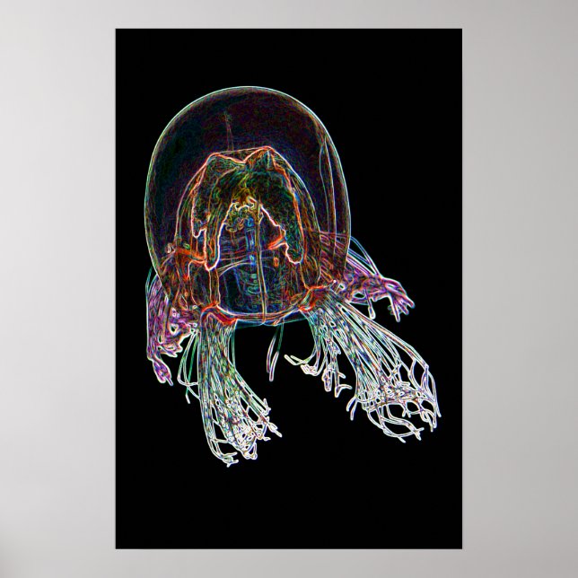 Dark Neon Jellyfish Poster (Front)