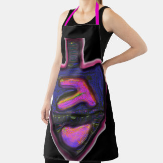 Dark neon rainbow Hanukkah dreidel Apron