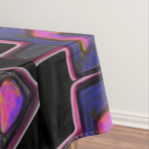 Dark neon rainbow Hanukkah dreidel Tablecloth