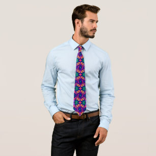 Dark Neon Swirl Neck Tie