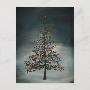 Dark Night Modern Moody Holiday Christmas Tree Postcard