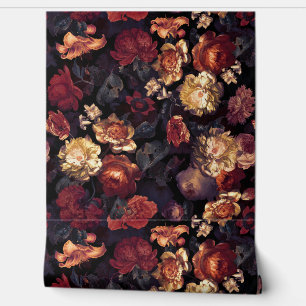 Dark Night Romanticism: Maximalism Moody Florals Wallpaper