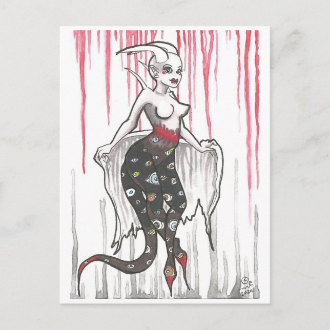 Dark Nymph eyeball demon Cartoon Fantasy Art Postcard (Front)