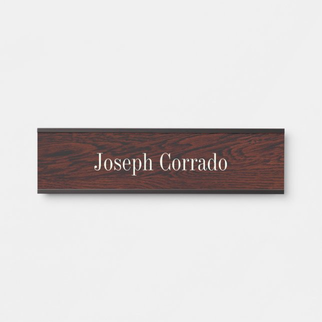 Dark Oak Look Hanging Wall Nameplate (Front)