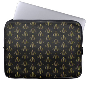 Dark Obsidian Gold Cyber Pyramid Neo Deco Armour Laptop Sleeve