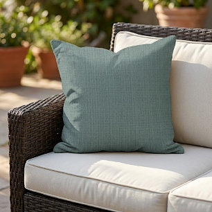Dark Ocean Seafoam Green Blue Grey Weave Pattern Cushion