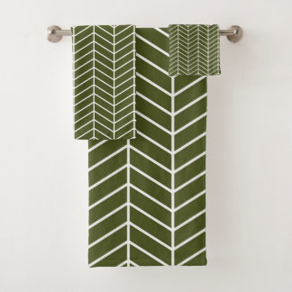 dark olive chevrons bath towel set