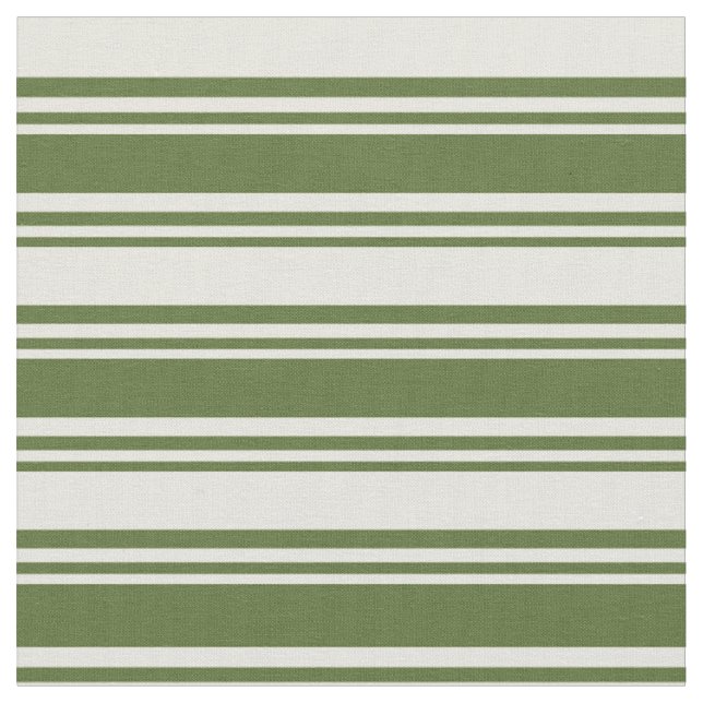 Dark Olive Green and Beige Lines Fabric (Close Up)