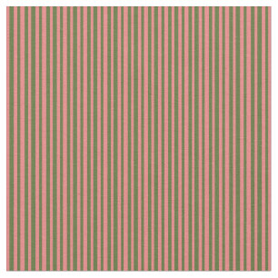 Dark Olive Green and Light Coral Lines Fabric