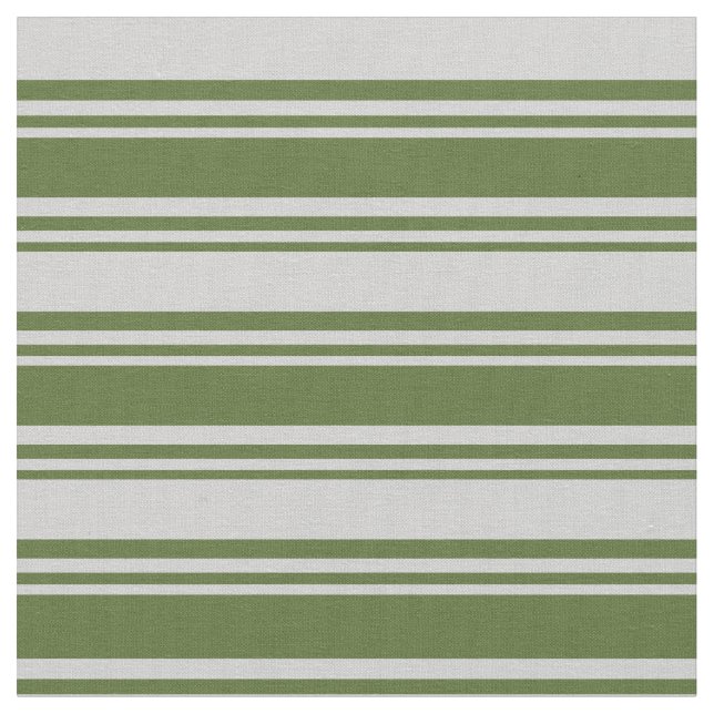 Dark Olive Green and Light Grey Stripes Pattern Fabric (Close Up)