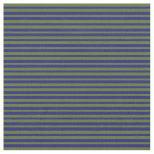 Dark Olive Green and Midnight Blue Coloured Lines Fabric