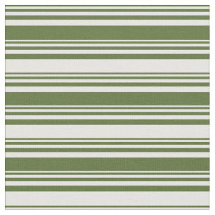 Dark Olive Green and Mint Cream Coloured Lines Fabric