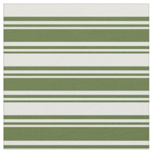 Dark Olive Green and Mint Cream Coloured Lines Fabric