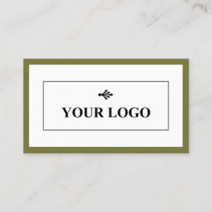 Dark Olive Green Border Your Logo Minimalist Business Card