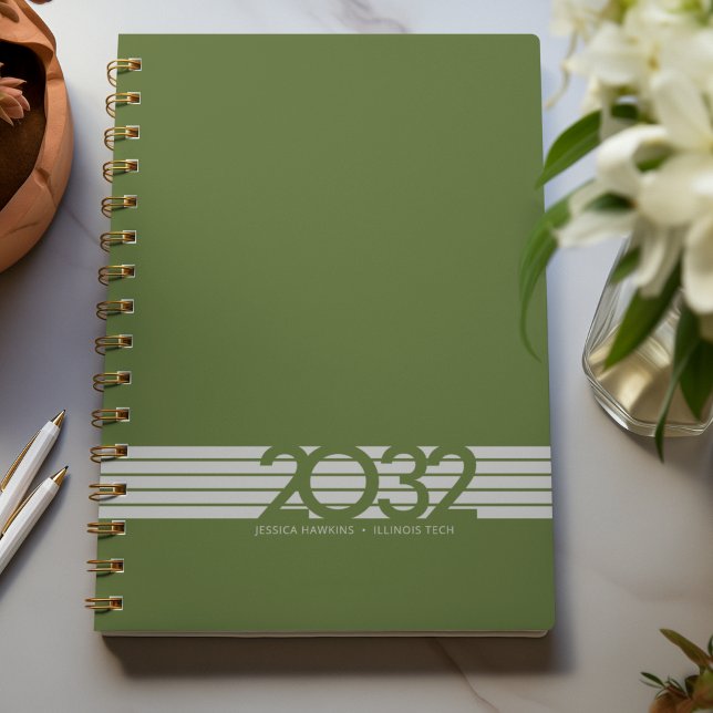 Dark Olive Green Bottom Stripe Spiral Weekly Planner (Creator Uploaded)