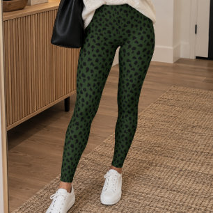Dark Olive Green Cheetah Print Leggings