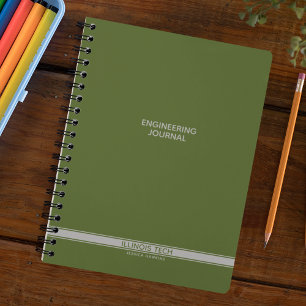 Dark Olive Green Classic Stripe Spiral Notebook Planner