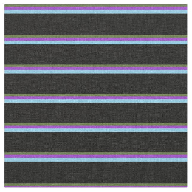 Dark Olive Green, Dark Orchid, Sky Blue & Black Fabric (Close Up)
