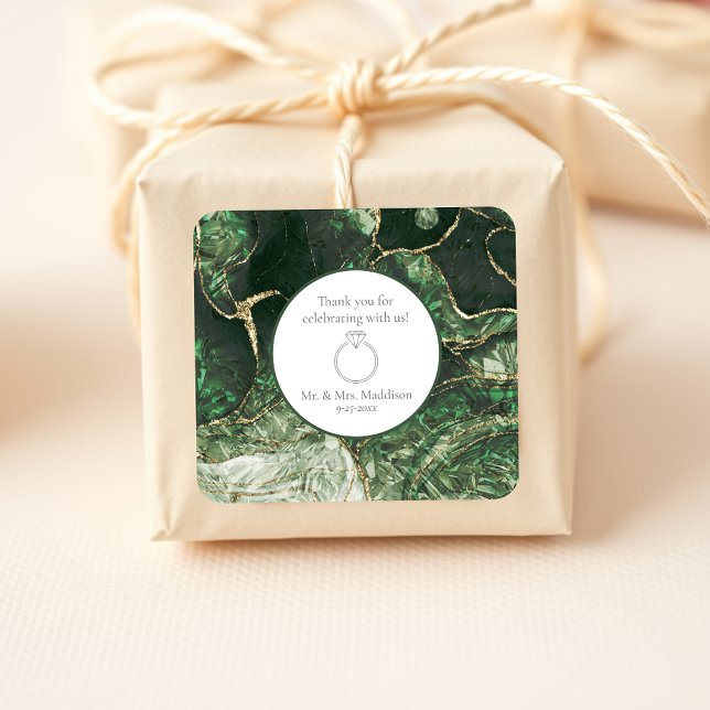 Dark Olive Green Emerald Gemstone Wedding Square Sticker (Creator Uploaded)