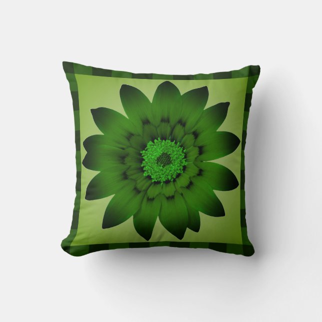 Dark Olive Green Flower Artwork - Pillow (Front)