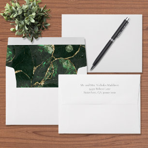 Dark Olive Green Gemstone Wedding Envelope