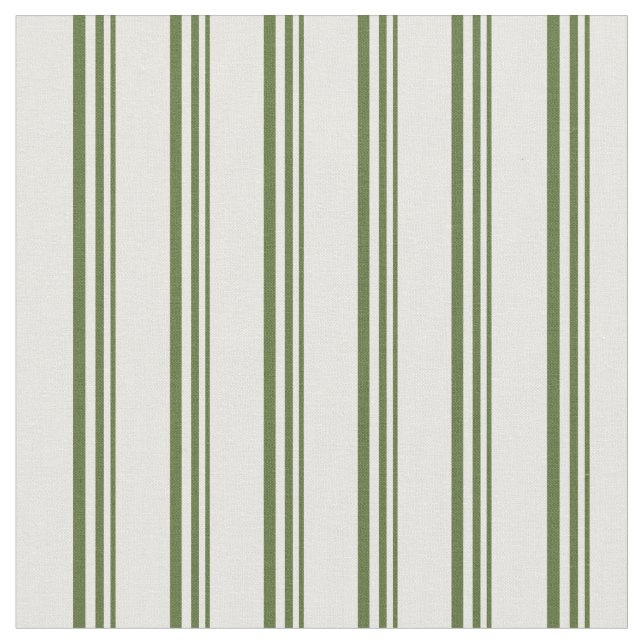 Dark Olive Green & Mint Cream Coloured Pattern Fabric (Close Up)