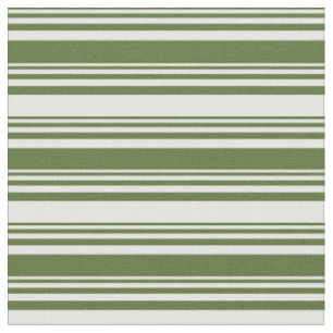 Dark Olive Green & Mint Cream Coloured Stripes Fabric