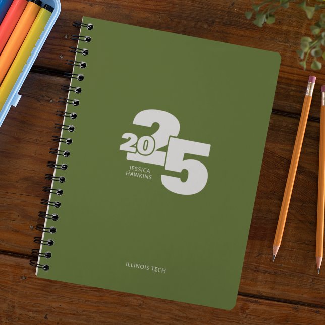 Dark Olive Green Overlapped Year Spiral Weekly Planner (Creator Uploaded)