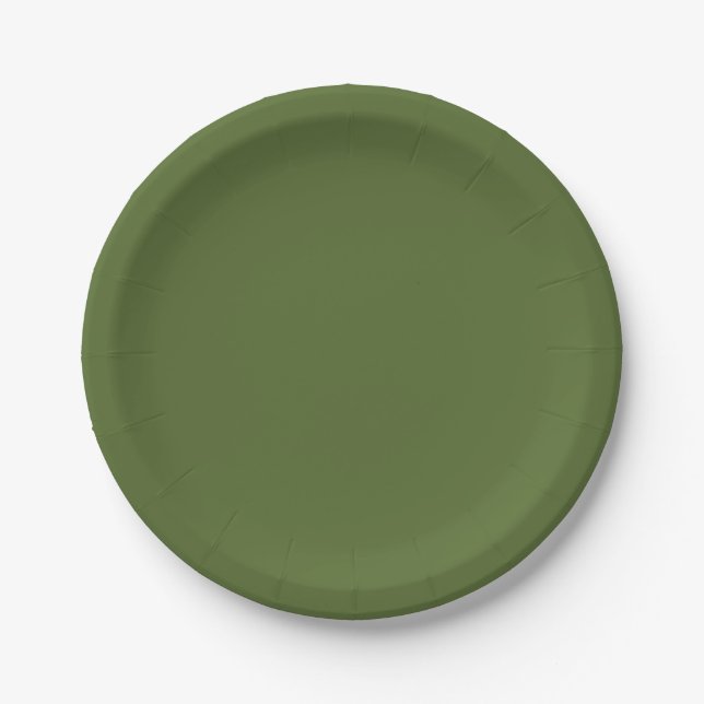Dark Olive Green Paper Plate (Front)