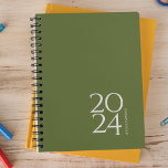 Dark Olive Green Personal 2024 Weekly Planner<br><div class="desc">Simple personal stationery 2024 annual planner with dark olive green cover. Annual planner (12 months) with open monthly overviews and weekly planning sheets. Contact for assistance in personalising.</div>