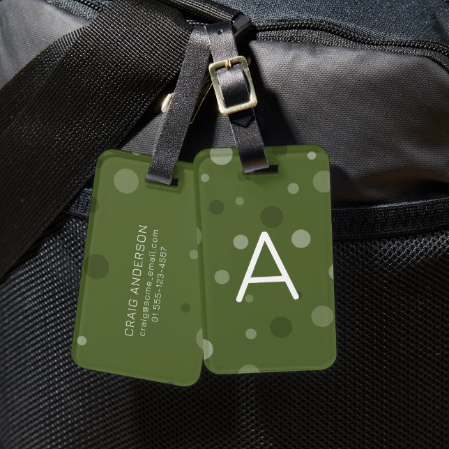 Dark Olive Green Pop Dots Luggage Tag (Creator Uploaded)