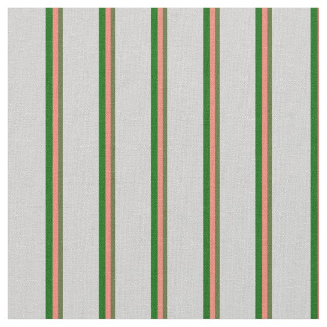Dark Olive Green, Salmon, Dark Green & Light Grey Fabric (Close Up)
