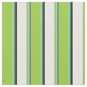 Dark Olive Green, Sky Blue, Green, White & Black Fabric