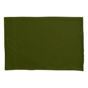 Dark olive green solid color pillowcase