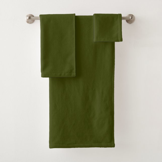 Dark olive green (solid colour) bath towel set (Insitu)