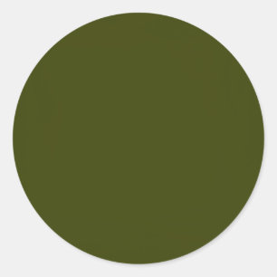 Dark olive green solid colour classic round sticker